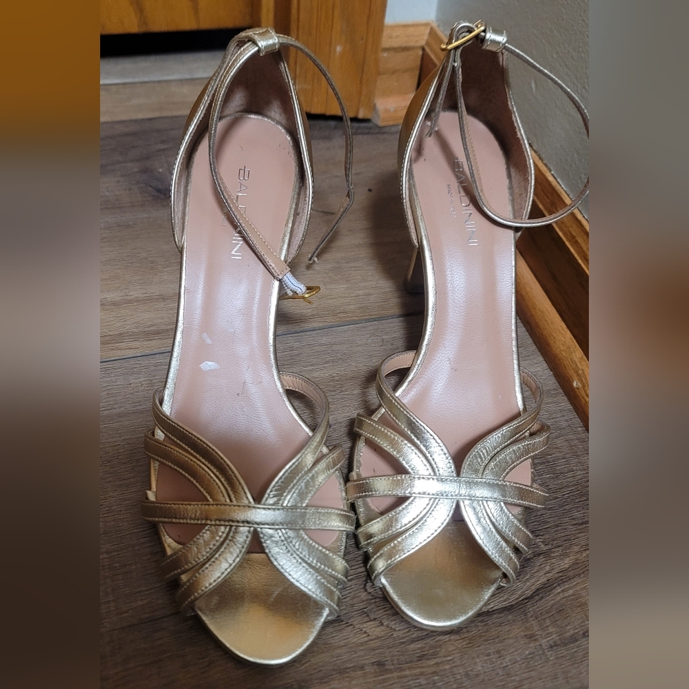 Baldinini Elegant Gold Strappy Heels Size 41